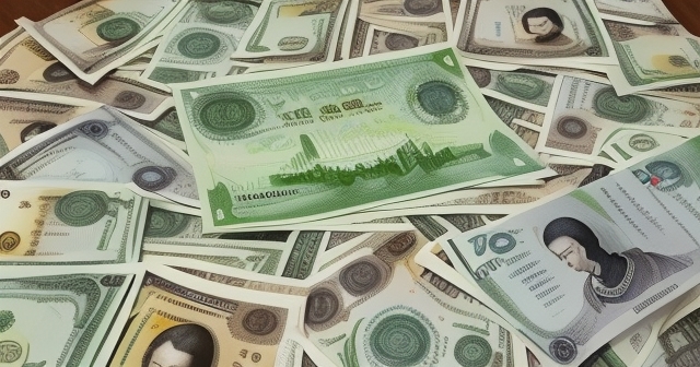 ธนบัตรไทยลอยอยู่ในอากาศ
