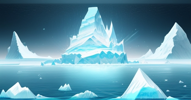ภาพภูเขาน้ำแข็งในมหาสมุทรที่แสดงปริมาณคำสั่ง Iceberg