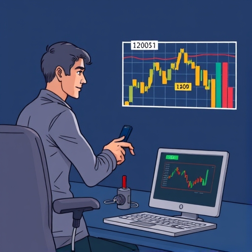 นักเทรดกำลังวิเคราะห์แนวโน้มตลาดขณะใช้ Trailing Stop