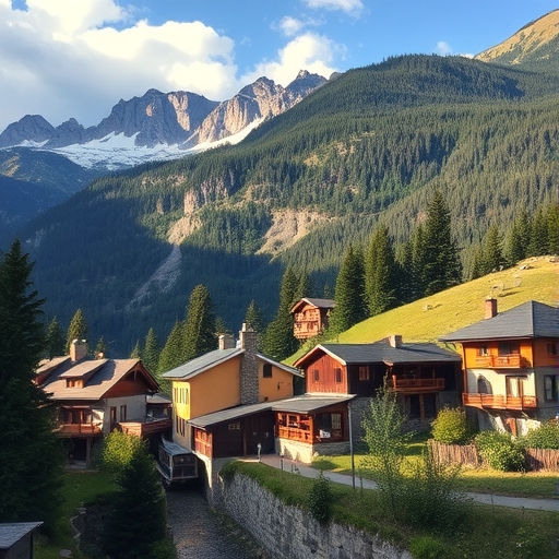 一座寧靜的山村景色