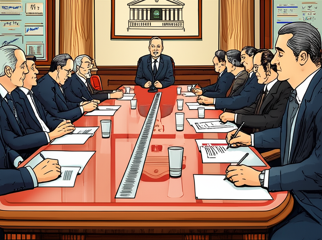 illustration of a central bank meeting
