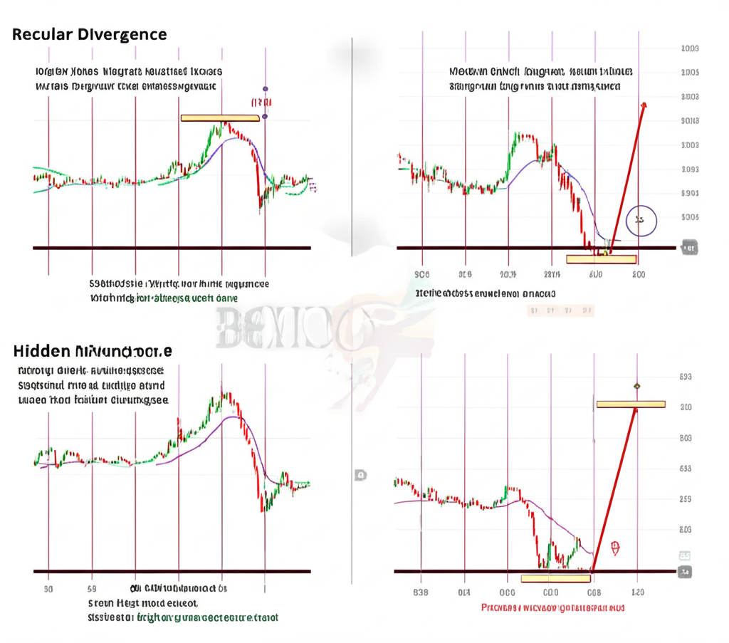 ภาพอธิบาย Regular และ Hidden Divergence บนกราฟการเงิน