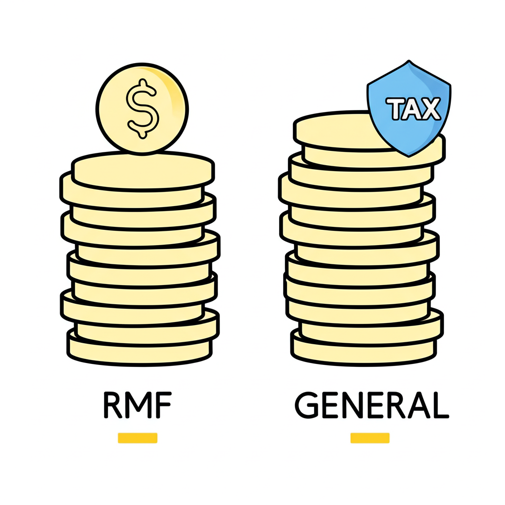 Illustration of two distinct mutual fund types one RMF with tax benefits the other general