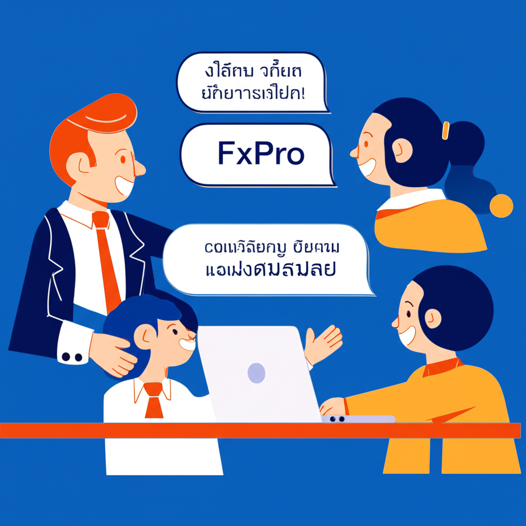 Thai traders discussing FxPro reliability and services on a forum illustration