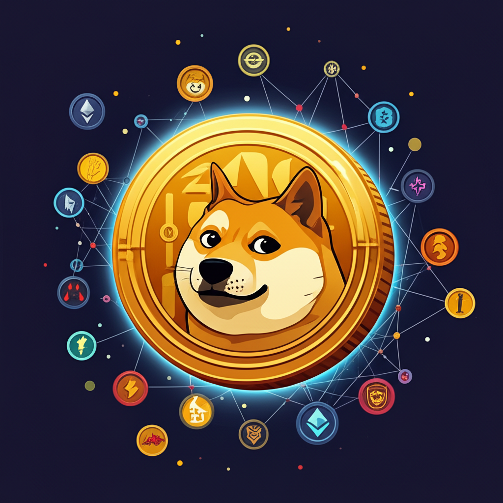 What is Meme Coin internet meme digital currency illustration