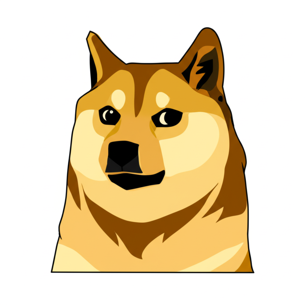 Dogecoin pioneer crypto Shiba Inu dog meme illustration