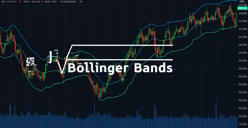 ภาพประกอบแสดงสูตรคำนวณ Bollinger Bands พร้อมแผนภูมิหุ้นเป็นพื้นหลัง