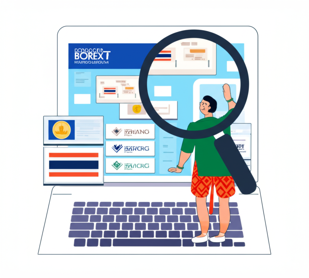 Thai trader examining forex broker options