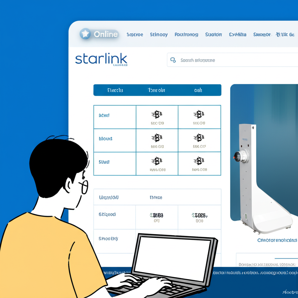 ภาพประกอบบุคคลดูชุด Starlink และตารางราคาพร้อมสัญลักษณ์บาทไทย การช้อปปิ้งออนไลน์