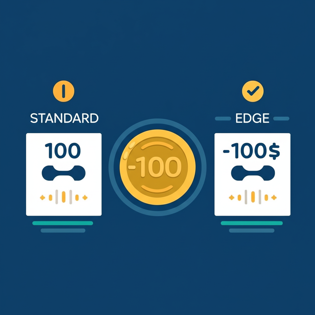 ภาพประกอบบัญชีเทรดสองแบบ Standard และ Edge พร้อมเหรียญ 100 ดอลลาร์