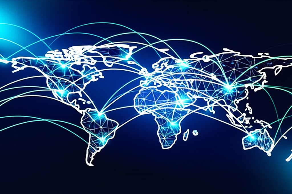 illustration of a global network connecting traders with various financial markets like forex stocks and indices