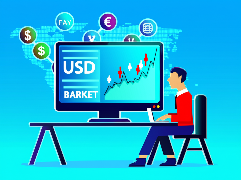 เทรดเดอร์กำลังดูหน้าจอแสดงแนวคิดตะกร้าค่าเงิน Forex