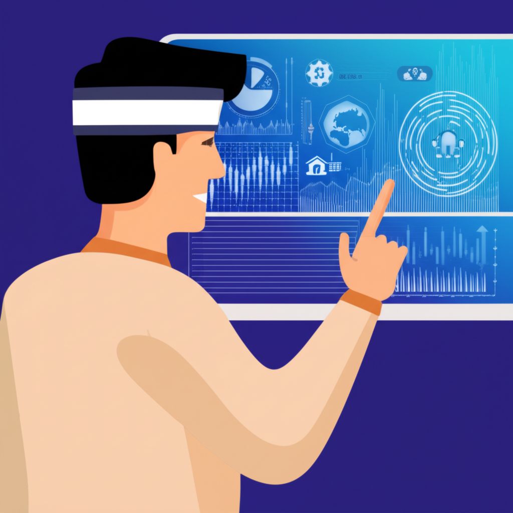 Illustration of a Thai trader looking at a screen with global market data and diverse investment options